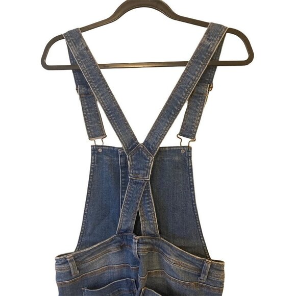 Denim Overalls Bib Stone Wash Blue Destroyed Distressed Button TINSLETOWN Medium - Picture 6 of 12